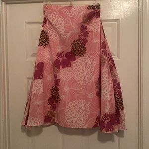 Pink Floral Mid Length Skirt